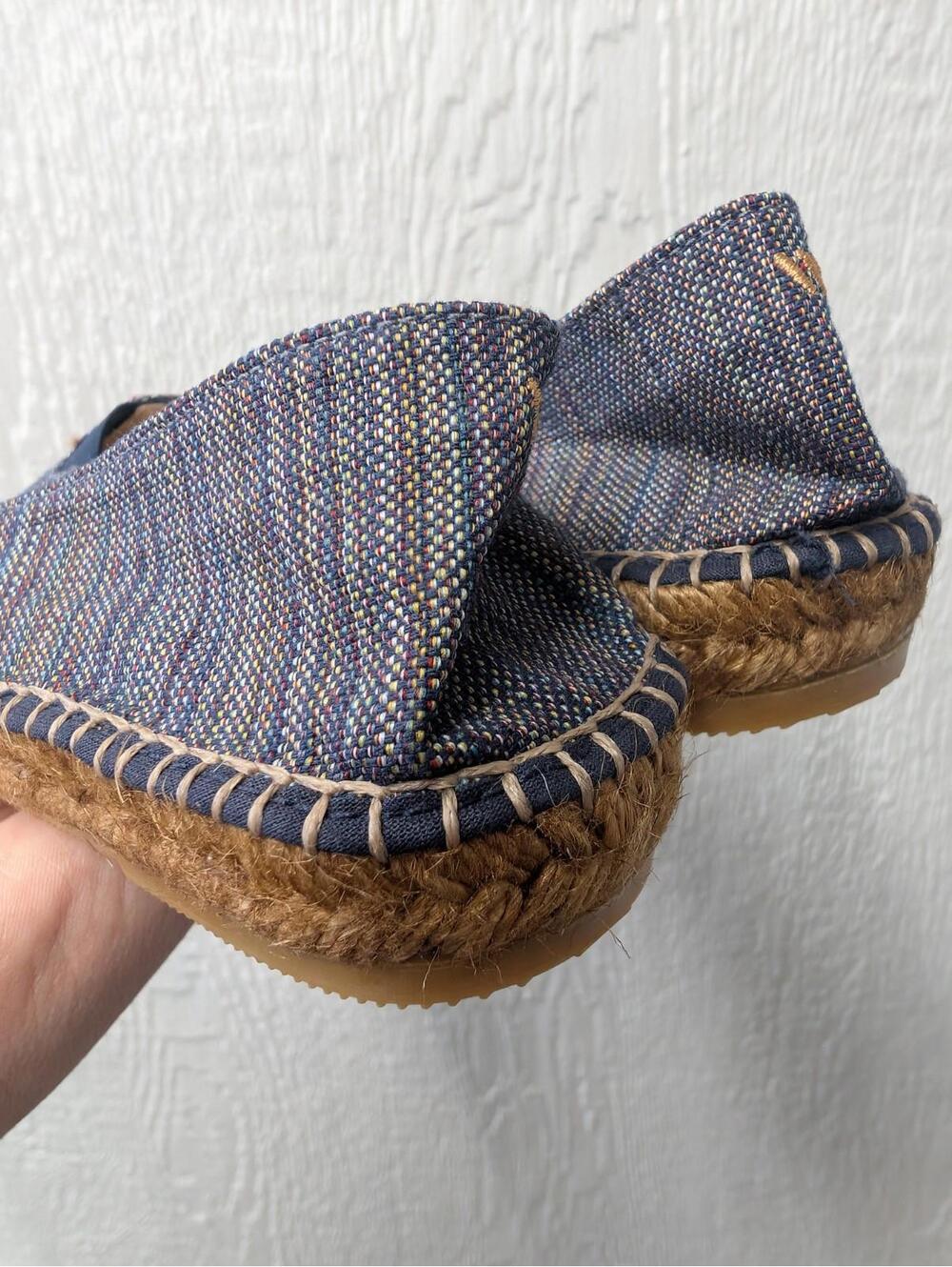 VISCATA Barcelona Blue Striped Canvas Espadrille Flats Summer Size EU 37 US 6.5 - Picture 6 of 8